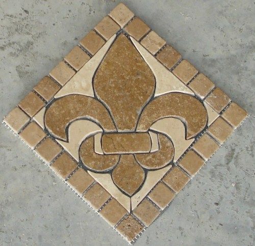 Noce Fleur de Lis Mosaic Backsplash Marble Medallion