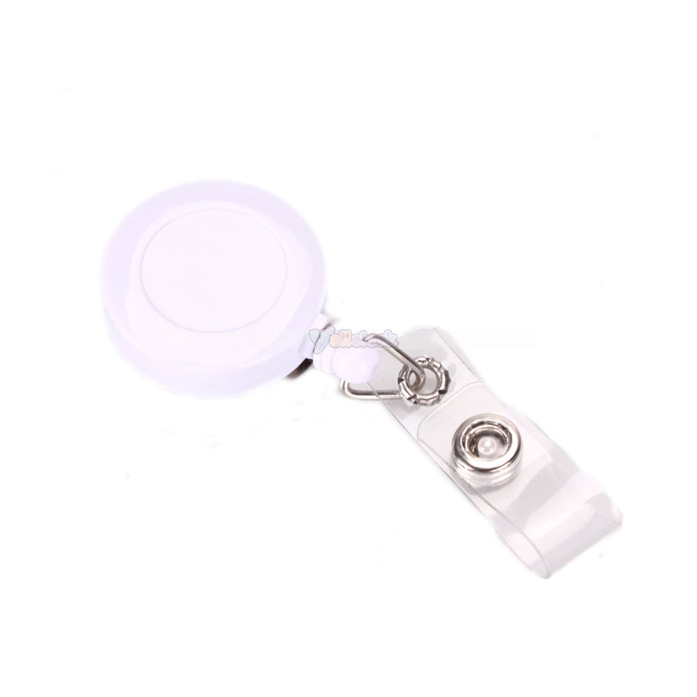 New Retractable Reel Cable Key ID Badge Reels with Belt Clip White 