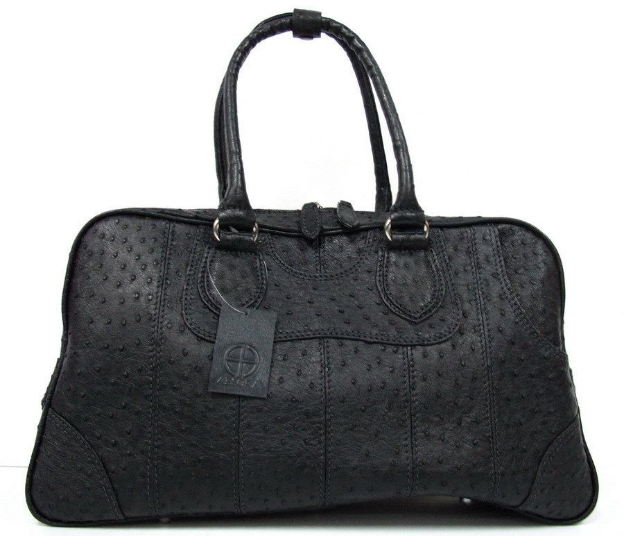 100 Genuine Ostrich Leather Handbag Clothing Bag Black New