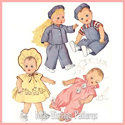 Vintage 15 16 Baby Doll Clothes Pattern Sparkle Plenty DY Dee Tiny 
