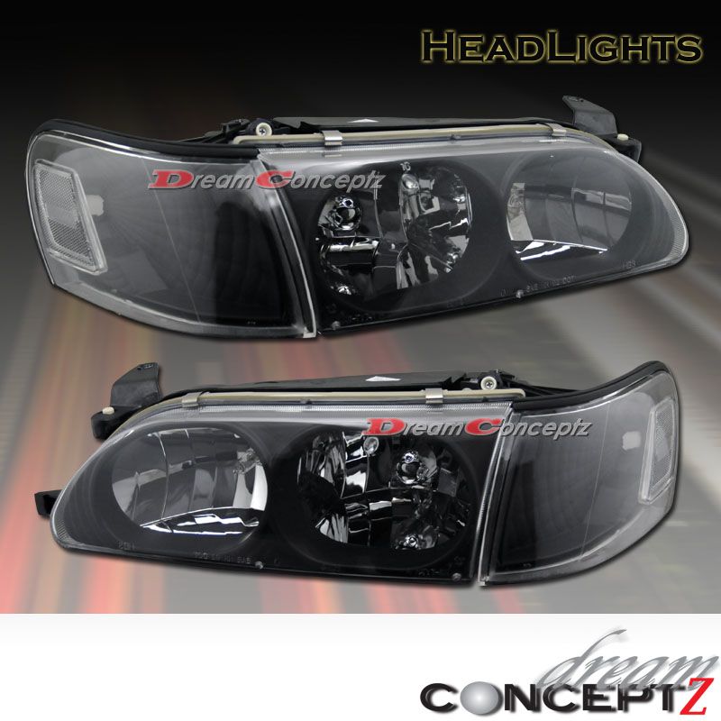 93 97 Toyota Corolla Headlights Black Clear Corner