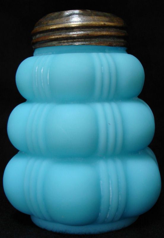 Scarce Creased Bale Blue Opaque Satin Salt Shaker by Dithridge 1894 