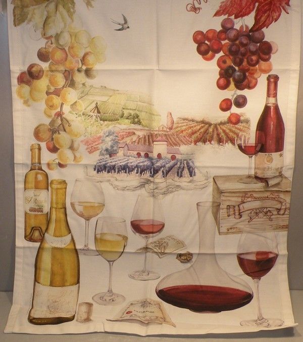 brand new tea towel bacchus bouquet pattern from gien