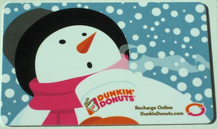   Dunkin Donuts gift card as shown above containing $0 balance