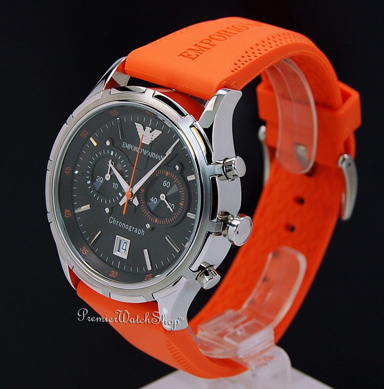 NEW EMPORIO ARMANI SPORT CHRONO AR5849   STEEL/ORANGE MENS 