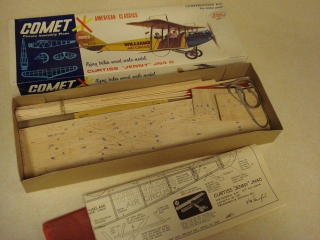 Comet Curtiss Jenny JN4 D Balsa Wood Scale Model Airplane Kit