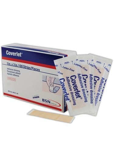 Coverlet Bandaid Bandages 1 x 3 Flexible Strips 100