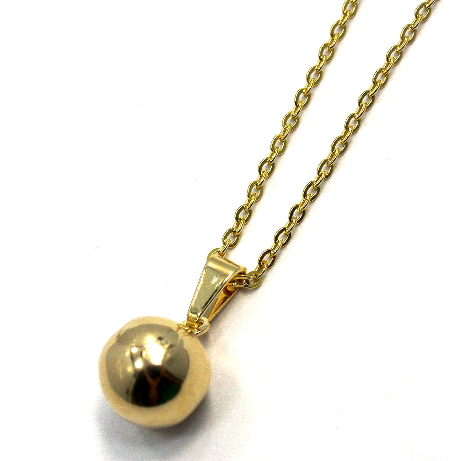   18k GF Ball Necklace Pendant 9mm Plain Charm Round Pendant Lady Girl