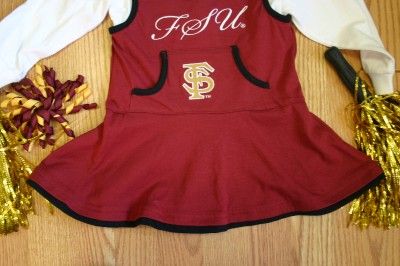   COSTUME OUTFIT UNIFORM FLORIDA STATE 2T POM POMS RIBBON BOW FSU