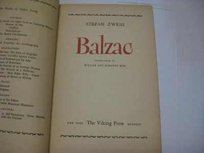 Balzac by Stefan Zweig 1946 in English