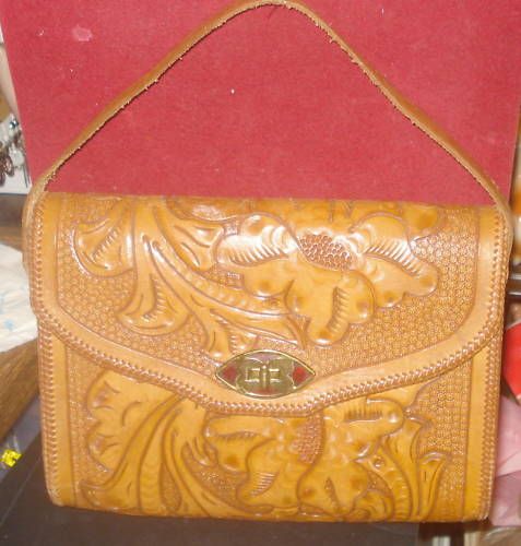 Vintage Hand Tooled Leather Handbag Lovely