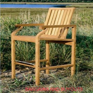 Kingsley Bate Teak Quick Ship   Nantucket 28 Teak Outdoor Bar Chair 