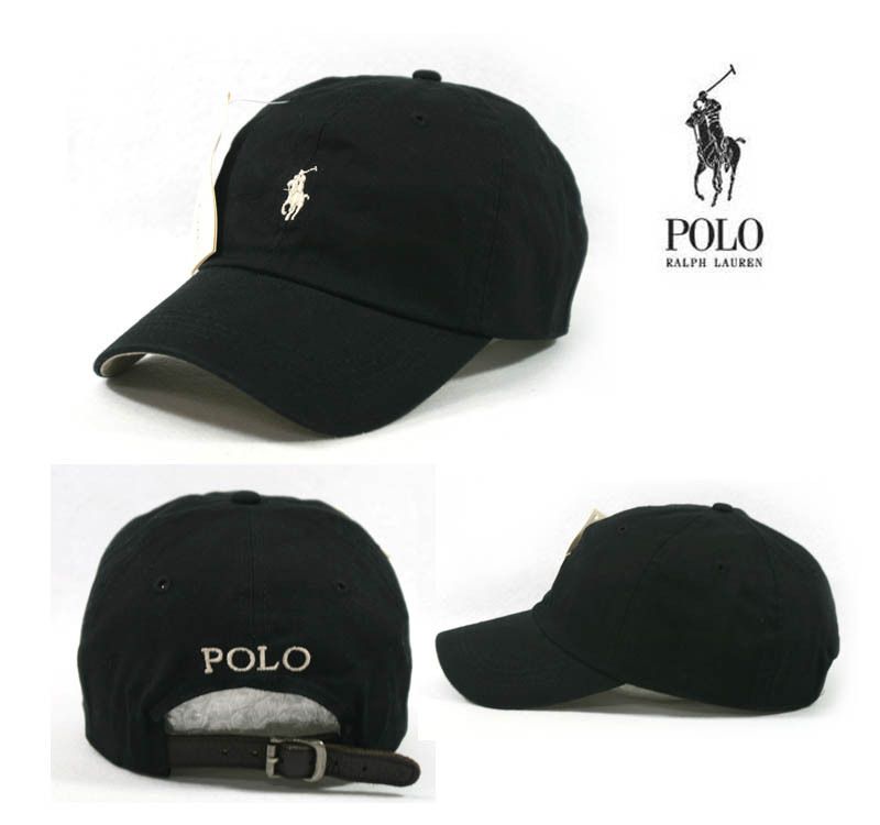 sp64 Black color polo cap small beige logo tennis golf baseball 