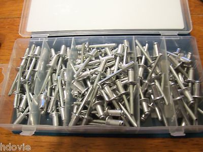 large aluminum RIVET ASSORTMENT WITH CARY CASE quarter inch rivets