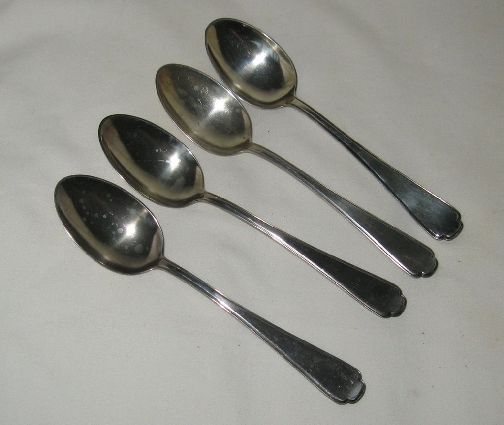 Vintage Bruckmann Set of 4 Table Spoons Marked Bruckmann 90 30