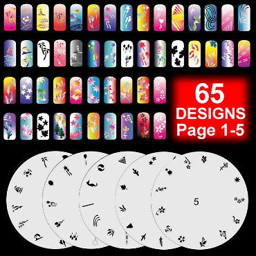 new 5 airbrush nail stencil sheets paint design kit 1