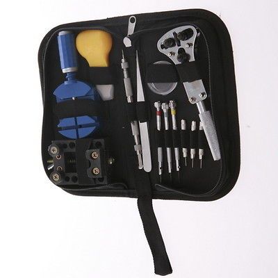 13pcs Watch Repairing Tool Kit Case Back Opener Spring Bar Link Band 