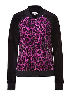 NEW JUICY COUTURE VELOUR BLACK PURPLE BOWIE LEOPARD TRACKSUIT BOMBER 