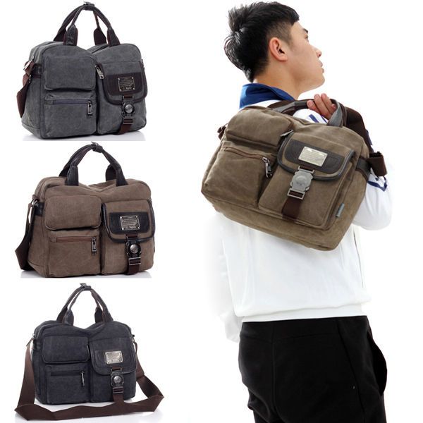 Fashion Mens Canvas Tote Bag New Multi Pocket Messenger Wholesale 