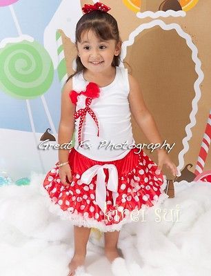 Xmas Minnie Mouse Red White Polka Dots White Ruffles Pettiskirt Tutu 1 