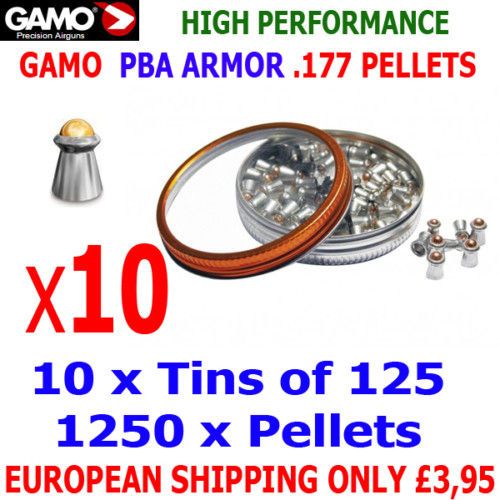 gamo pba armor 177 airgun pellets 10 tins x125pc snew