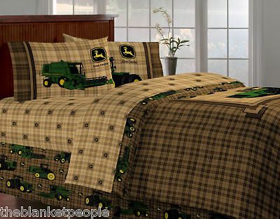 new john deere tractor plaid full 6pc bedding set includes