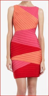   DEBRA BEGONIA COMBO COLOR BLOCK GATHER JERSEY DRESS MP NWT $248  M129B