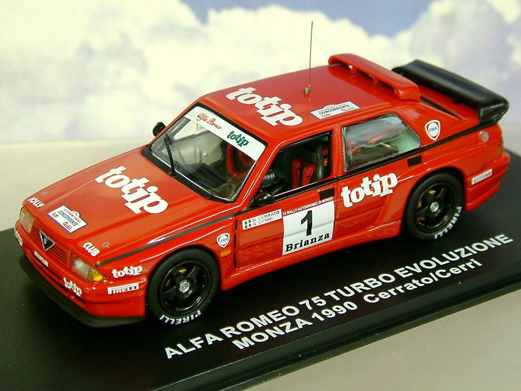 M4 DIECAST 1/43 TOTIP ALFA ROMEO 75 TURBO EVOLUZIONE #1 MONZA 1990 