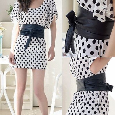 Fashion Leather Wrap Around Tie Corset OBI Cinch Waist Belt Band 