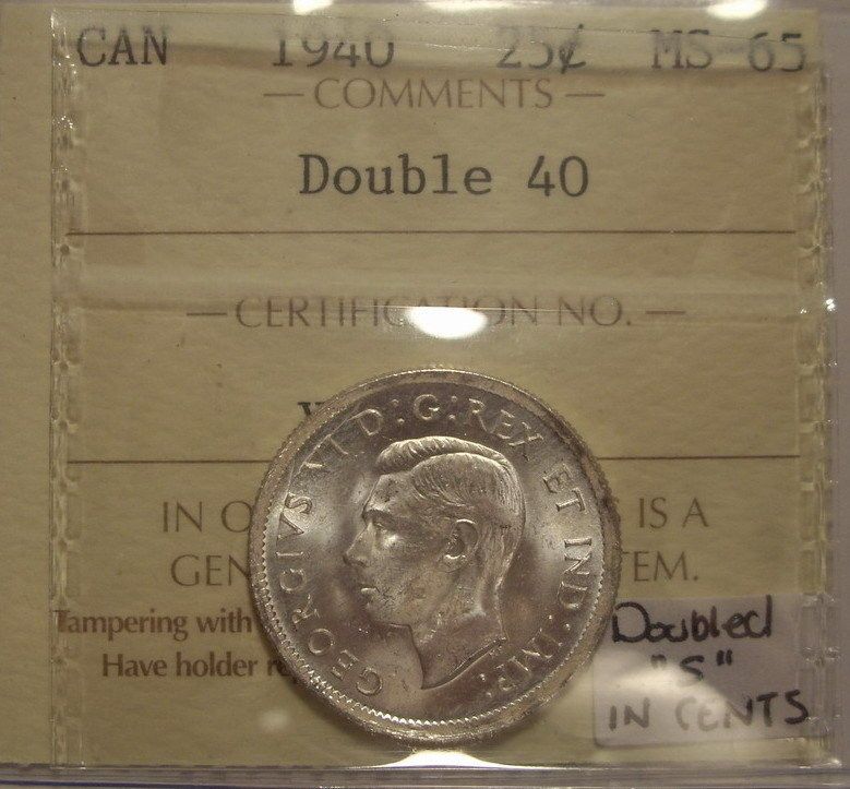 Canada George VI 1940 Double 40 Silver 25 Cent   ICCS MS 65 (XMF 858 