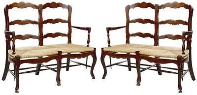 NEW SOLID MAHOGANY FRENCH PROVINCIAL SETTEE/BENCH, RUSH SEAT, FRENCH 