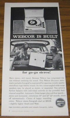 1960 ad webcor holiday portable fonograf record player time left