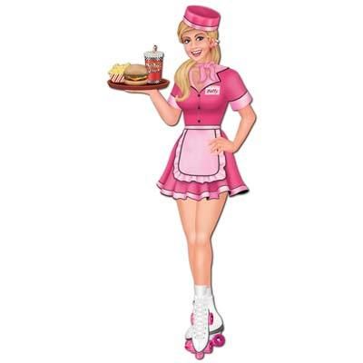 1950s Party Carhop Diner Girl Jointed Decoration