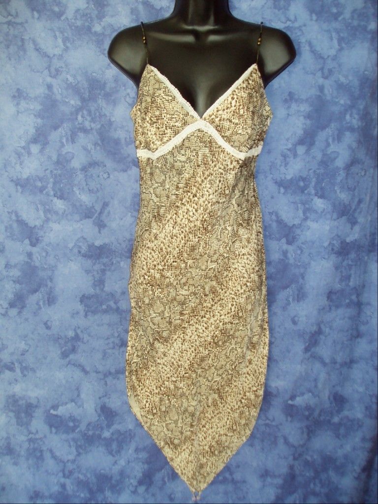 ABS Allen B. Schwartz Beaded Snake Print Asymmetrical Slip Dress, 6 