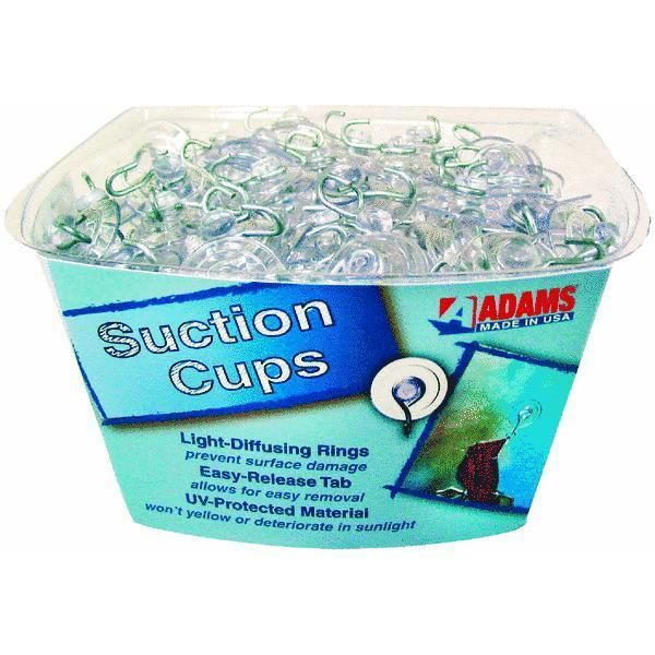 Adams Mfg Tub of 150 Small 1 1 8 Diameter Suction Cup Hooks 7500 77 