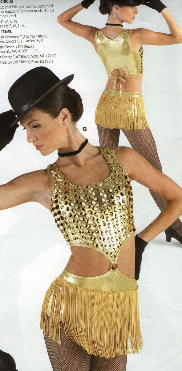 New Contemporary Dance Costume Foil 2 Piece Leotard Gold Fosse Jazz 