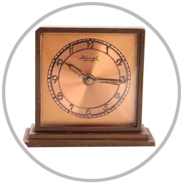    BAUHAUS KIENZLE ALARM CLOCK vintage MACHINE AGE 1930s copper brass