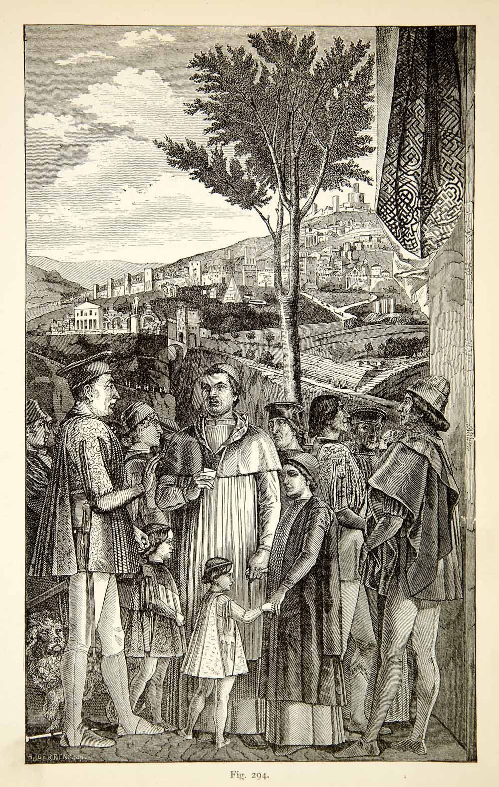 1888 Print Gonzaga Family Andrea Mantegna Cityscape Figures Royalty 