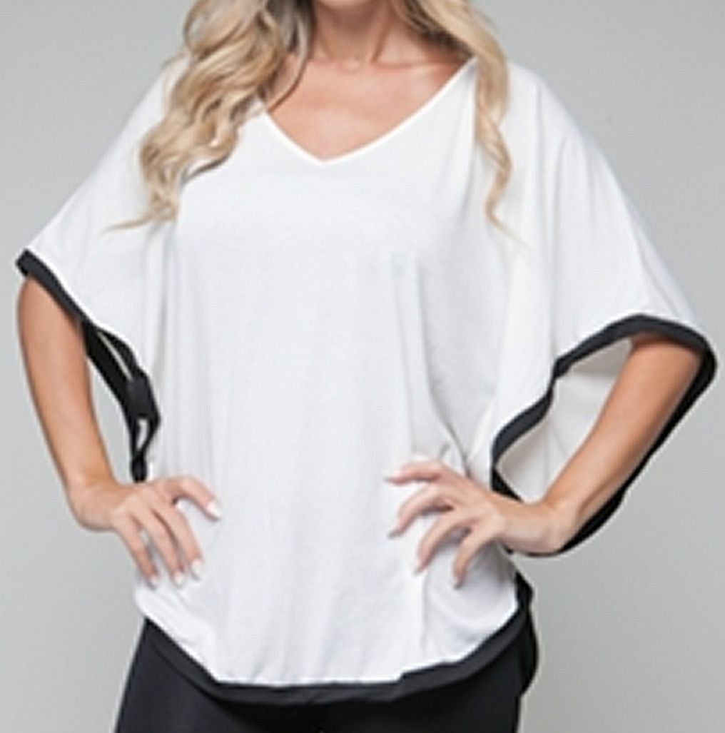 Size 2X SHIRT TOP WOMENS PLUS WHITE BLACK SHORT SLEEVE ROMAN FASHION 