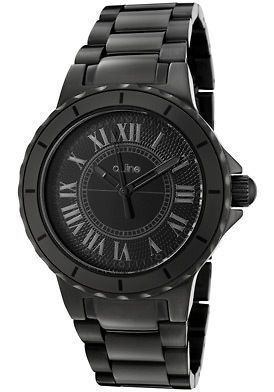 line Watch 20016 Womens Marina Black Dial Black Ion Plated 