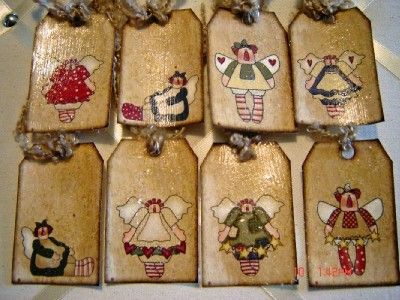 Raggedy Ann Angel 8 Hang Tags Glittered Vanilla Scent