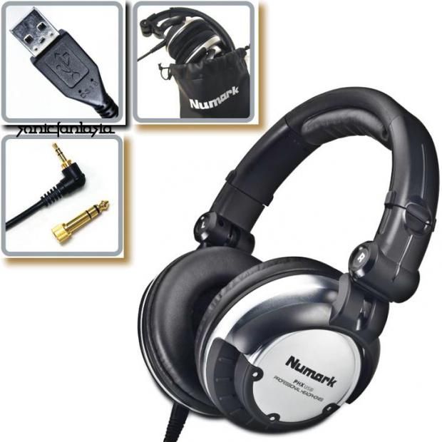 Numark PHX USB Professional DJ Headphones Analog Stereo Swivel Vinyl 