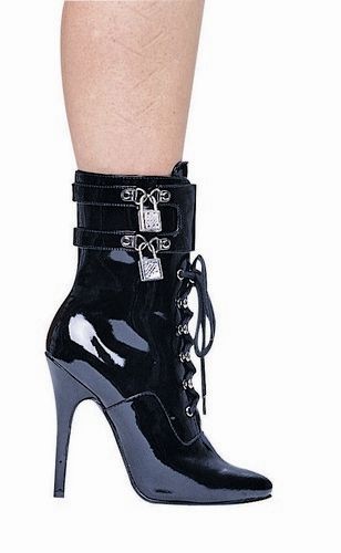 lock key ankle cuff corset lace up ankle boot heels brand ellie style 