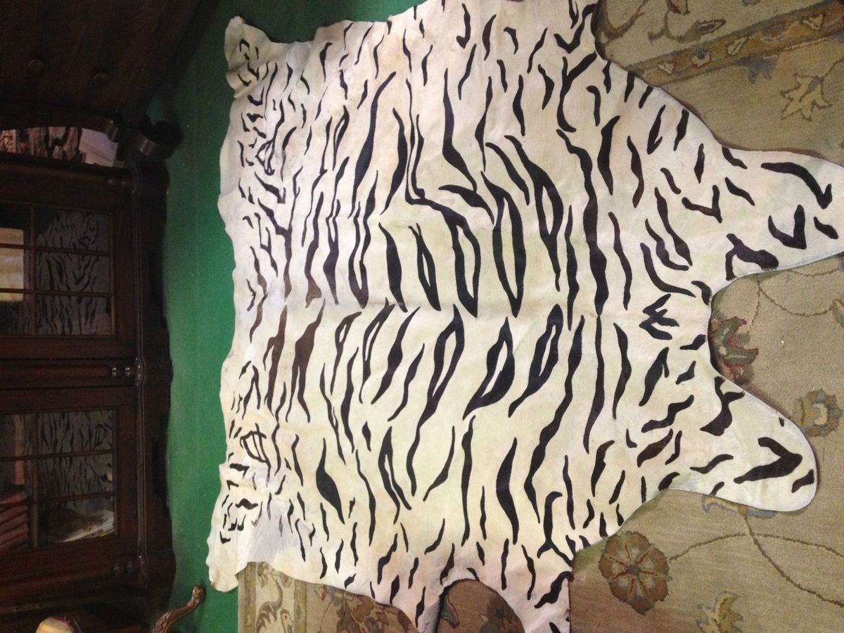 Zebra Print Printed Cowhide Skin Rug Cow Hide