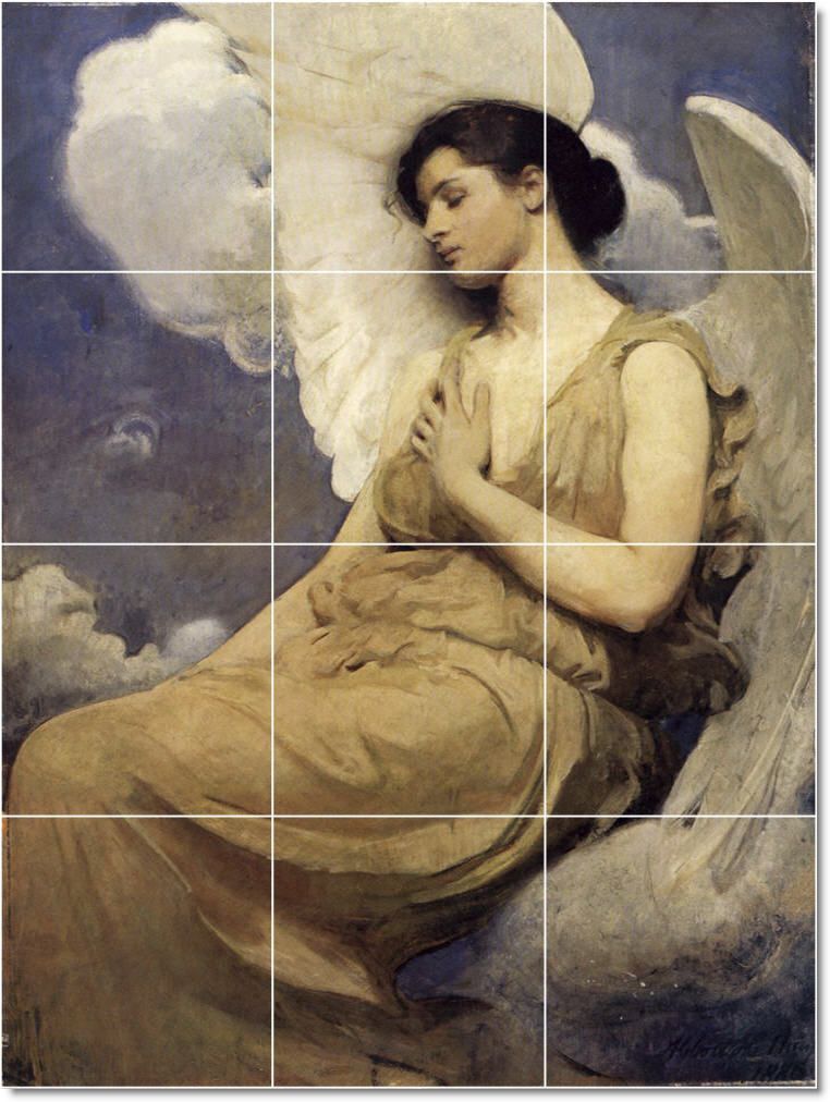 XL Abbott Handerson Thayer Angels Painting Ceramic Bathroom Tile 