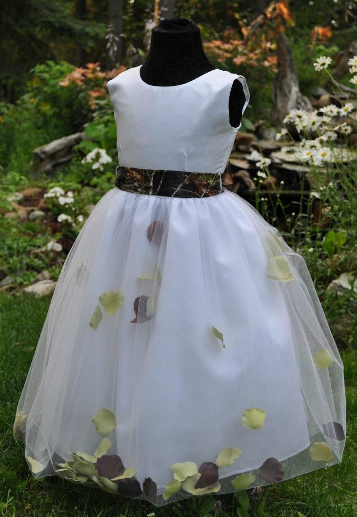 new camo flowergirl dress satin camo petal colors time left