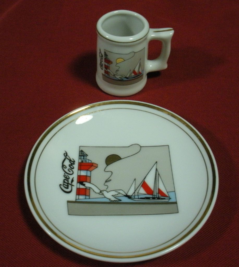 piece CAPE COD souvenir set w/ Cursive Writing, Sailboat 