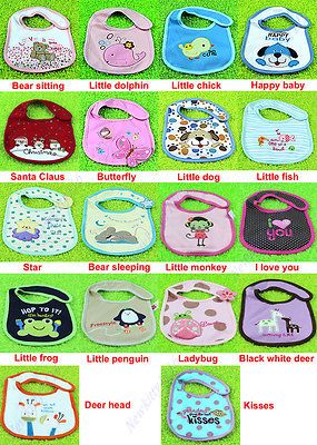 New Baby Infant Toddler Cotton Bibs 3 Layers Waterproof Cute Cartoon 