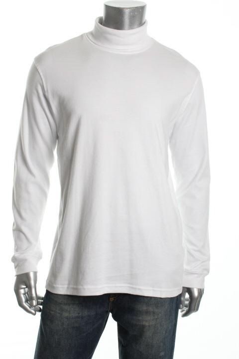 John Ashford New White Cotton Interlock Long Sleeve Turtleneck Shirt M 