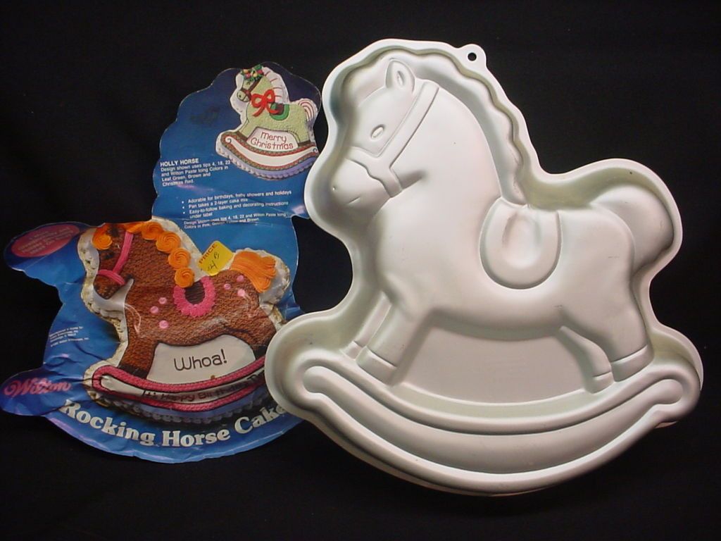 Vintage Wilton ROCKING HORSE cake pan HOLLY PONY mold tin INSERT 